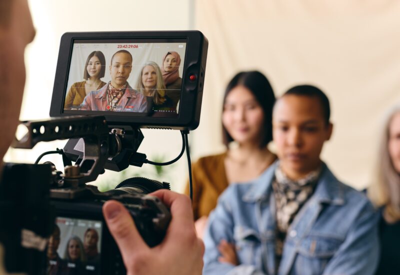 Videographer,Filming,Group,Of,Multiethnic,Women,For,International,Women's,Day