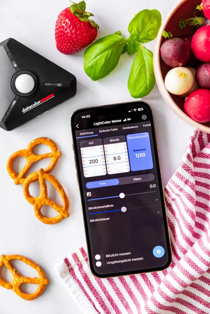 LightColor Meter avec une interface utilisateur de mesure d’exposition