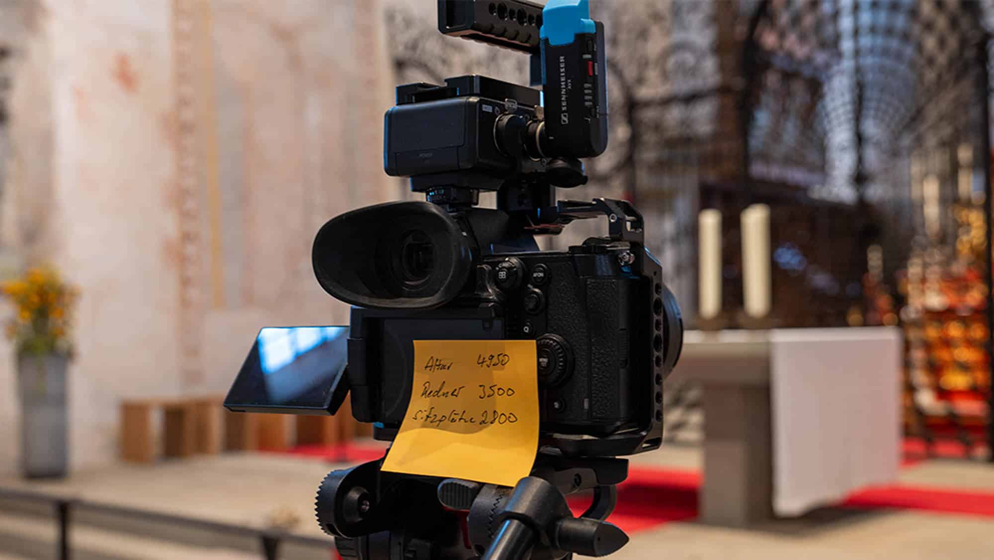 Color temperature checklist attached to video camera for proper white balancing at every camera angle