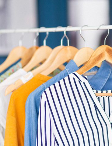 clothes on a rack