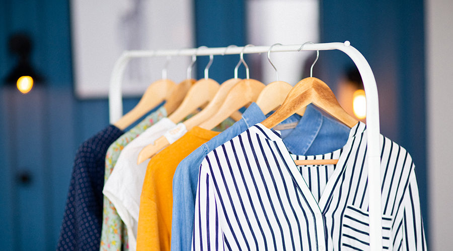 clothes on a rack