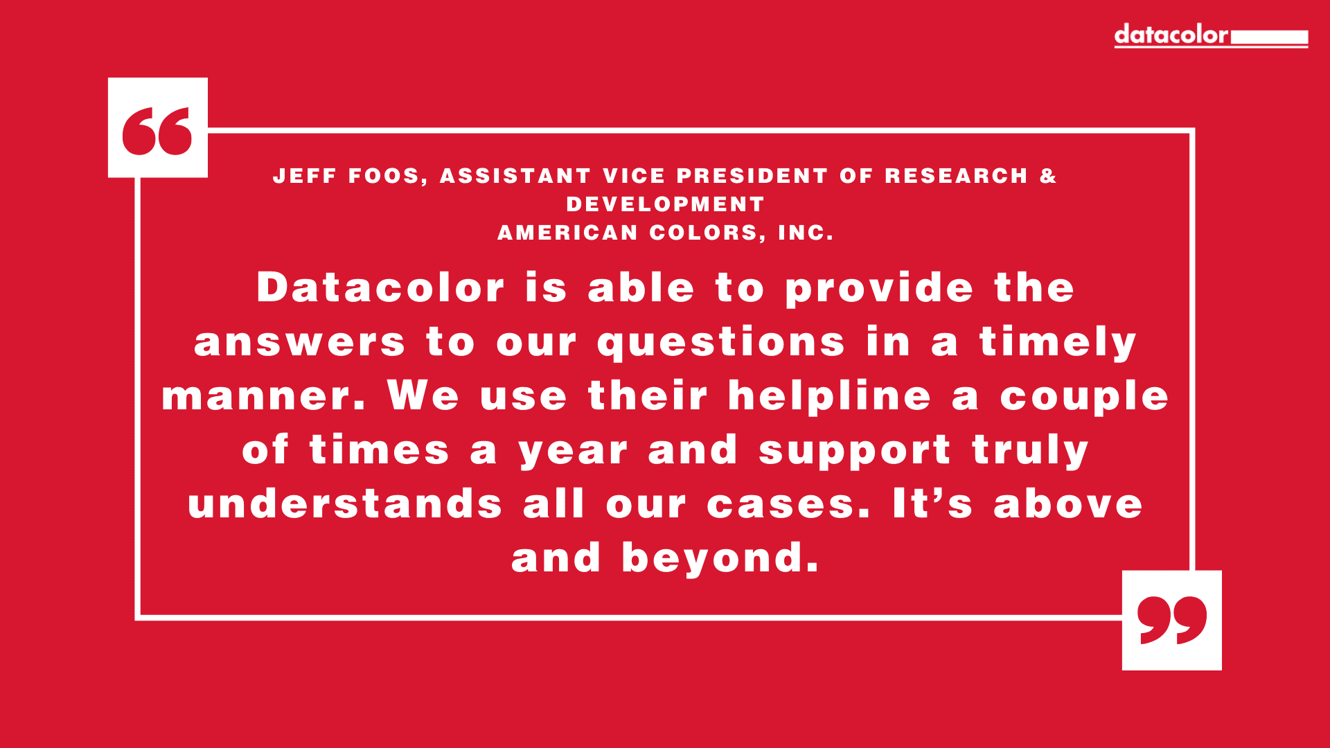 Jeff Foos, Vice-Presidente Assistente de Investigação e Desenvolvimento da American Colors