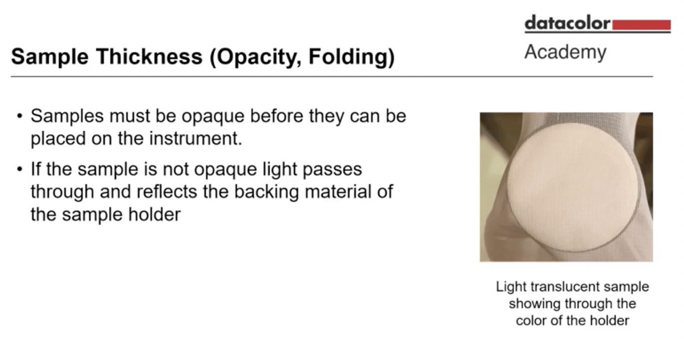 Light translucent sample showing through the color of the sample holder.