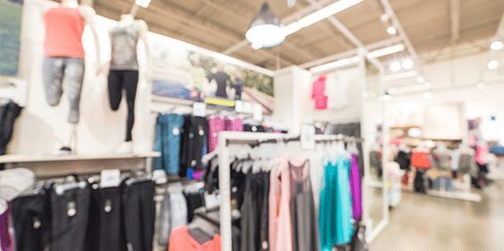 Retail clothing racks and displays.