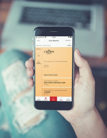crown paints uses color matching software on cell phone