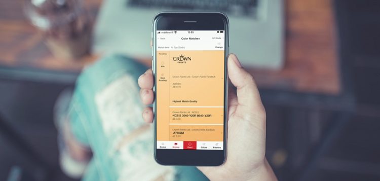 crown paints uses color matching software on cell phone