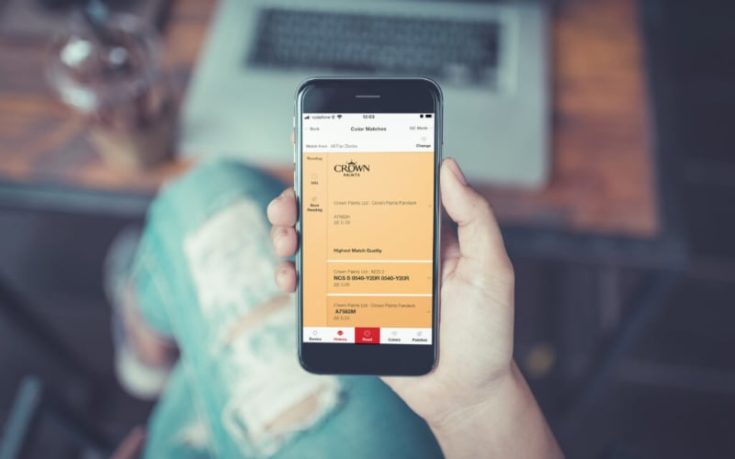 crown paints uses color matching software on cell phone