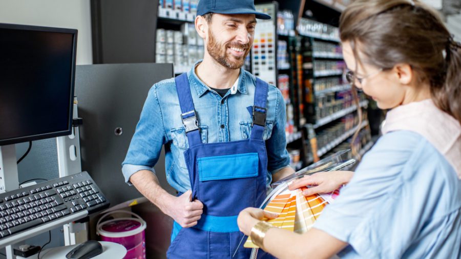 Retail Paint Person Serving Customer