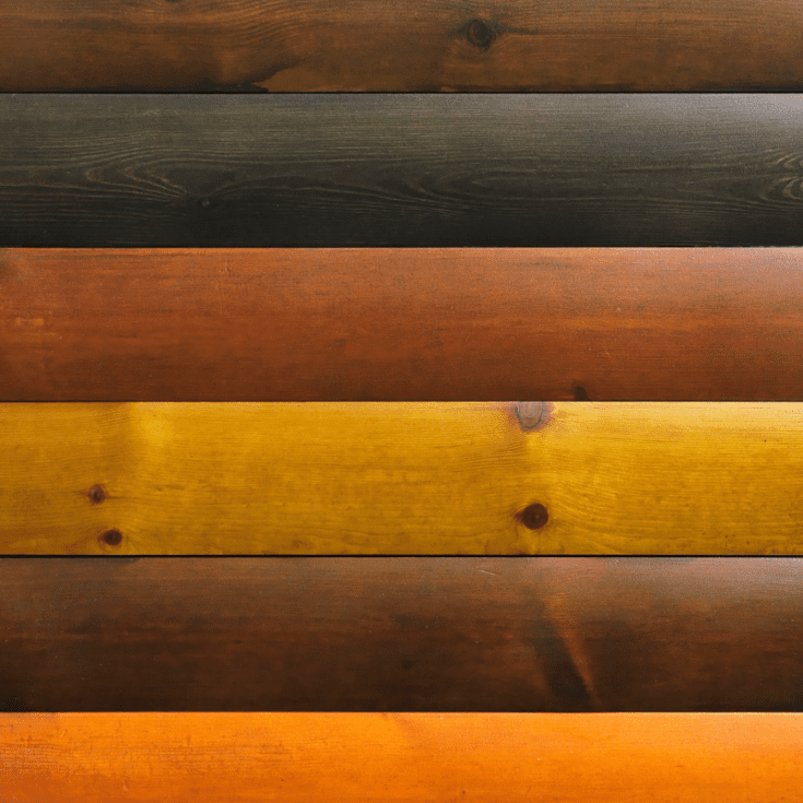 Display of different wood stains