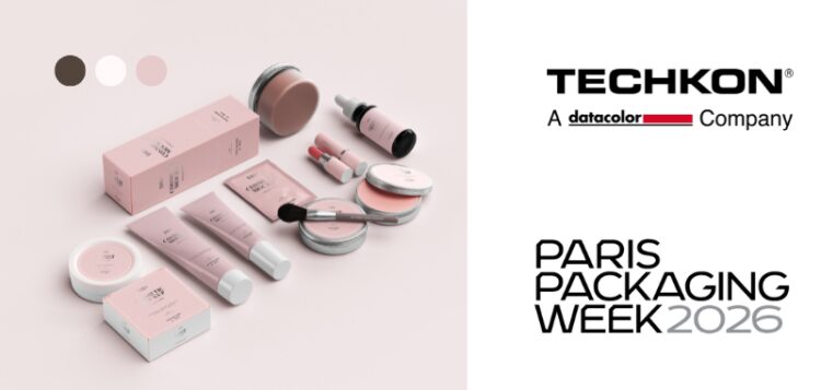 Line of cosmetics products with pink and brown packages.